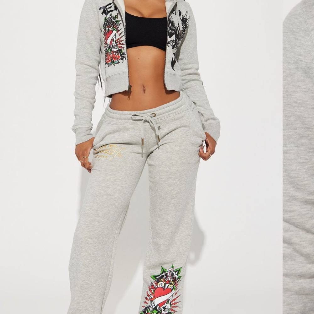 medium sized Ed Hardy Grey sweatsuit